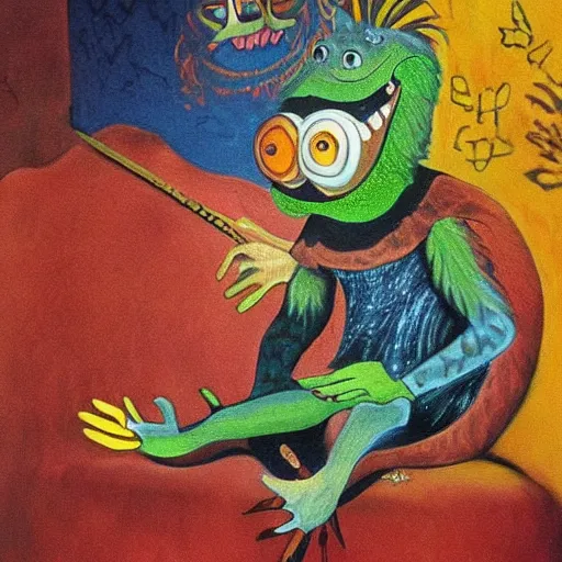 Image similar to a painting jim henson did when he was deeply schizophrenic