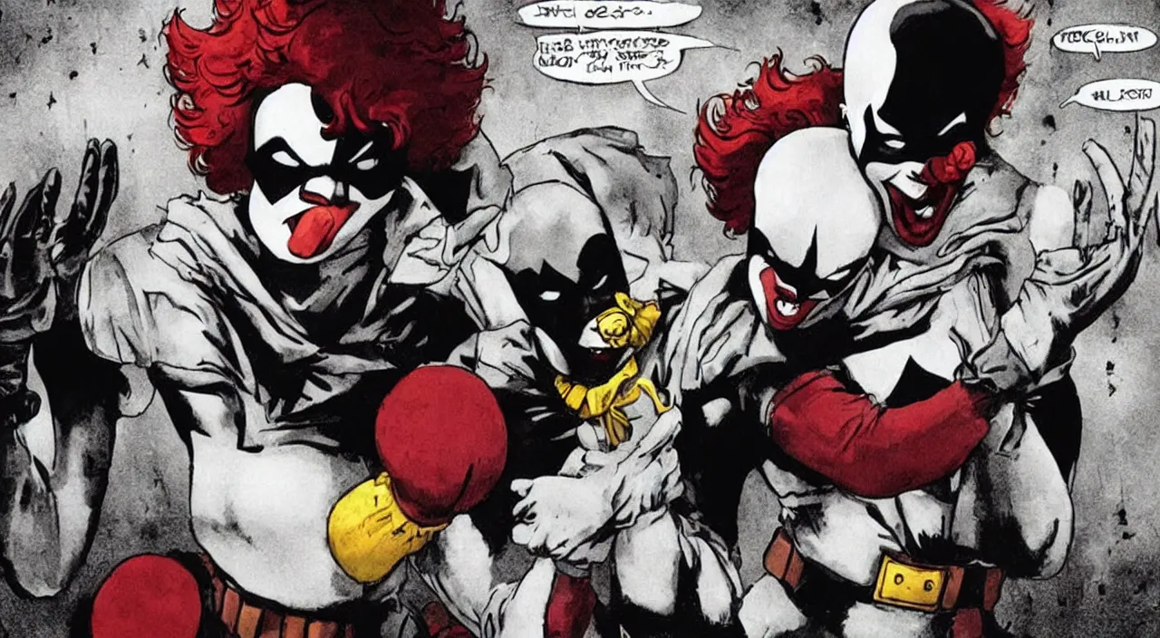 Prompt: pennywise giving batman a high five