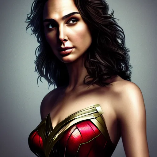 Image similar to a beautiful portrait of gal gadot by Karmen loh and, detailed, proportional, trending on art station, 4k