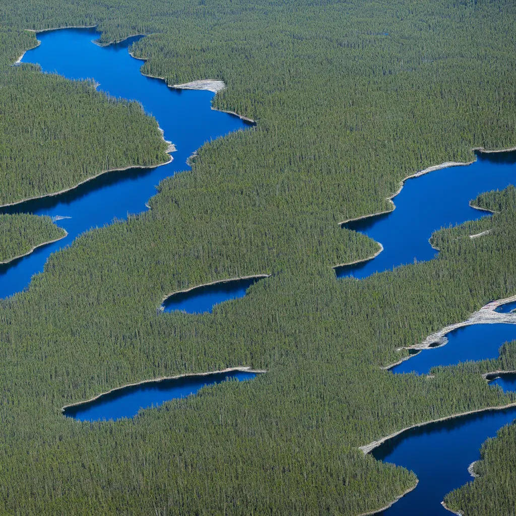 Image similar to ariel view of aukstaitija national park, lake asalnai, very detailed, 4 k, award winning photography