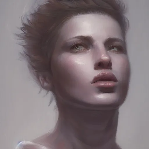 Prompt: a young woman, dramatic lighting, chiaroscuro, high detail, painted by romain jouandeau, trending on artstation