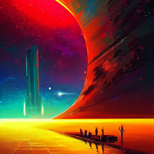 Prompt: Liminal space in outer space by Alena Aenami