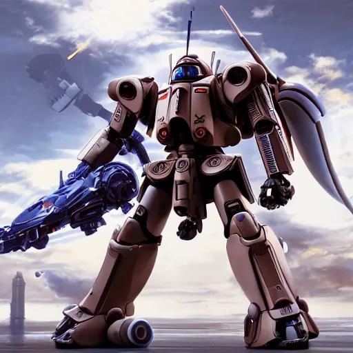 Image similar to angelic combat mecha with insectoid armored exoskeleton, detailed sci - fi backgrounds, gouf, zaku, z'gok. 8 k hd resolution, bandai box art, star wars, makoto kobayashi, frank gehry, chihuly, realistic, art station