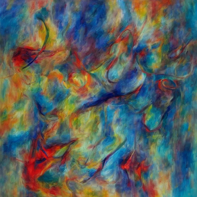 Image similar to Abstract artwork that illustrates the mood and emotion of 'Fantaisie-Impromptu' by Frédéric Chopin