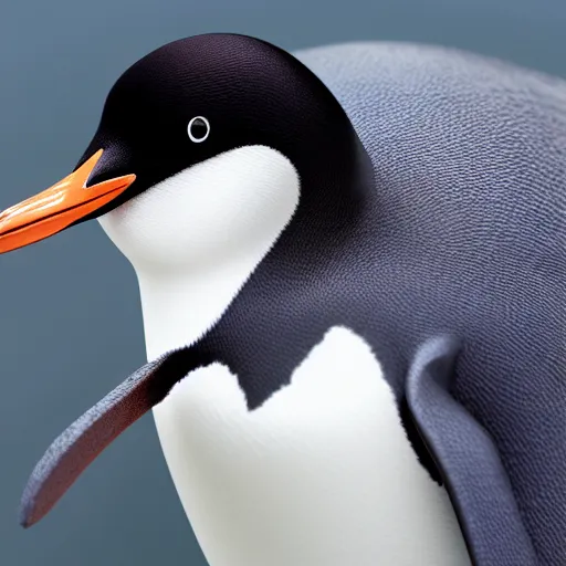 Image similar to high detail shot of a penguin wearing a suit, realism 8k