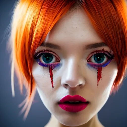 Image similar to prompt, gorgeous deamon, modelsociety, radiant skin, huge anime eyes, rtx on, perfect face, intricate, sony a 7 r iv, symmetric balance, polarizing filter, photolab, lightroom, 4 k, dolby vision, photography award