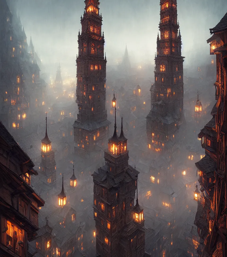 Prompt: slavic wooden architecture style giant tower, little inhabitants below, moody cinematic colors, realistic shaded, fine details, extremely hyperdetailed symmetrical, intricate 8 k, hdr, unreal engine 5, realistic shaded lighting poster by ilya kuvshinov, magali villeneuve, artgerm, jeremy lipkin and michael garmash and rob rey