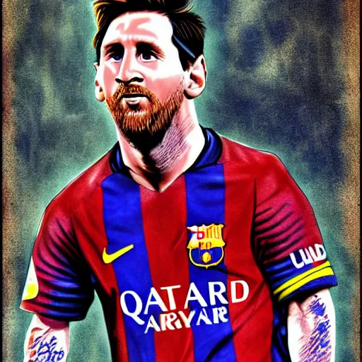 Image similar to messi, walking dead cover art, art by stephen bliss