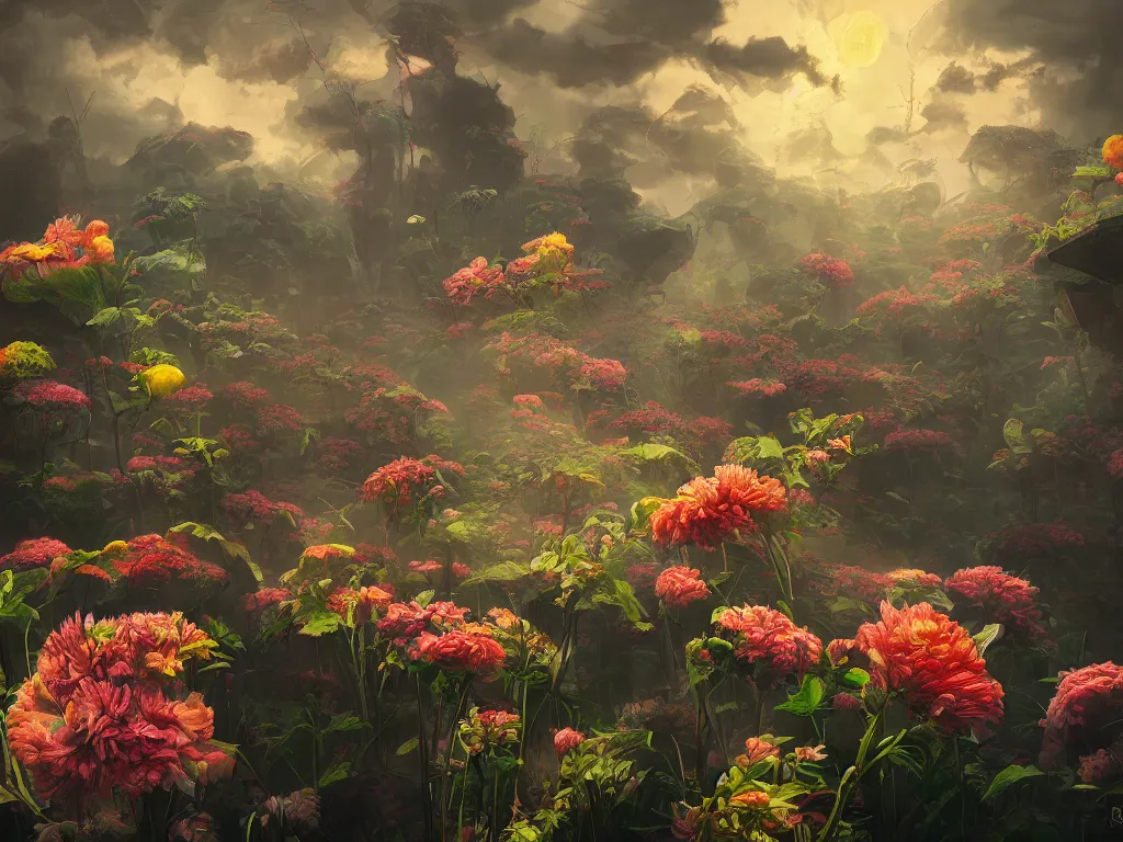 Image similar to retro painting of surreal waiim flower, by bryen frost, highly detailed, hyperrealism, excellent composition, cinematic concept art, dramatic lighting, trending on artstation