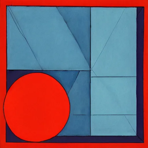 Image similar to Geometric Shapes - a red cube is located underneath a blue sphere