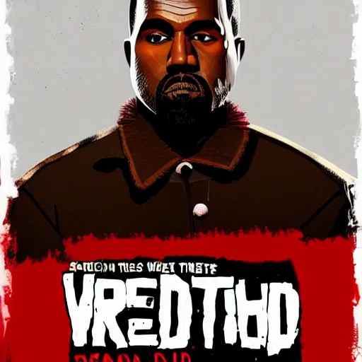 Prompt: kanye west in illustration red dead redemption 2 artwork of kanye west, in the style of red dead redemption 2 loading screen, detailed face by stephen bliss