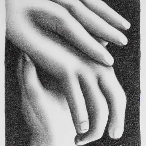 Prompt: drawing of hands by michael mentler