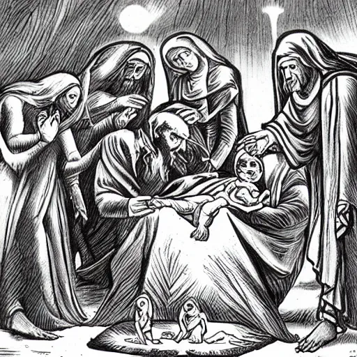 Image similar to alien birth of jesus