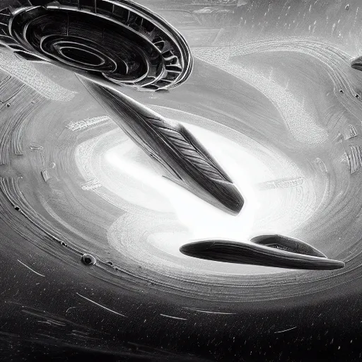 Prompt: digital painting of interstellar visitor in a biological spacecraft by filipe pagliuso and justin gerard, black and white, fantasy, highly, detailed, realistic, intricate