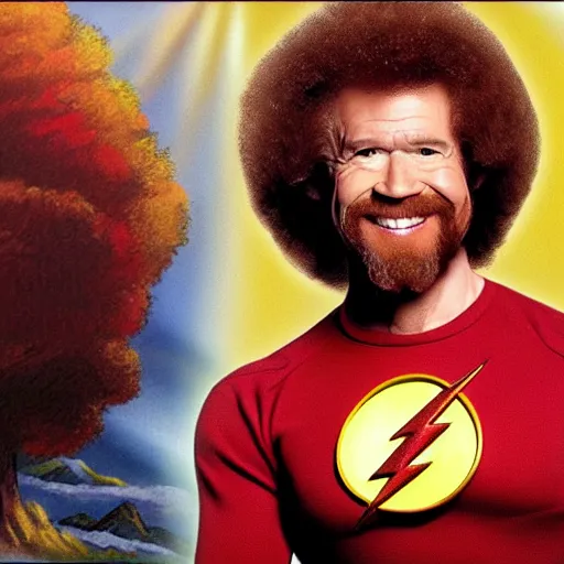 Prompt: Bob Ross as the Flash