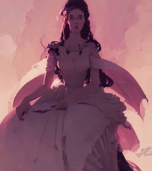 Prompt: portrait of a baroque dress design from fantasy world for dragon queen by atey ghailan, by greg rutkowski, by greg tocchini, by james gilleard, by joe fenton, by kaethe butcher, dynamic lighting, light color scheme, grunge aesthetic