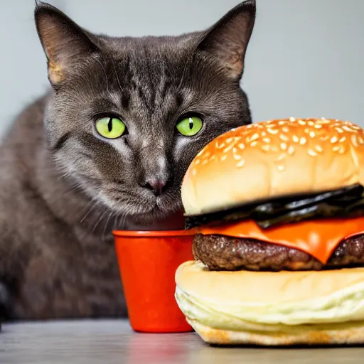 Prompt: cat, but it is a hamburger