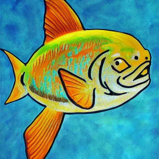 Prompt: a radioactive sheatfish. highly detailed painting