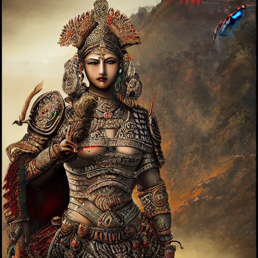 Prompt: Apsaras warrior guarding the Great Wall,traditional Chinese textures, hyper detailed, smooth,by Brook