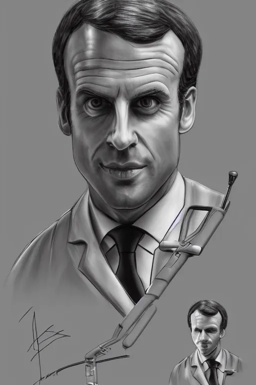 Image similar to emmanuel macron dressed as a surgeon, highly detailed, digital art, sharp focus, trending on art station