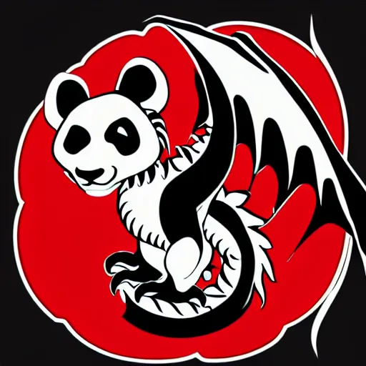 Image similar to vector art of welsh dragon and panda mixed, intercrossed, chimera, welsh flag, adobe illustrator