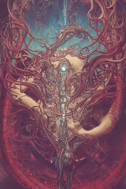 Prompt: swimming through time, inter dimensional clockwork, kowloon tentacles, by artgerm and yoshitaka amano and moebius and hr giger and zdislaw beksinski and alphonse mucha, hyperdetailed, glamour, surreal, dc comics, ornate, stunning, nebula, explosions in the sky, trending on artstation