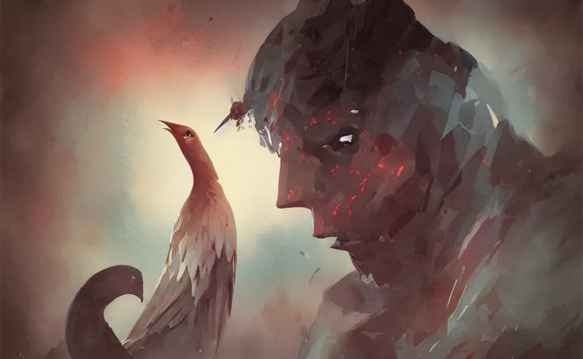 Image similar to a painting of delibirb 6 6 6 trending on artstation in the style of greg rutkowski, 3 d, watercolor, male, portrait, wisdom