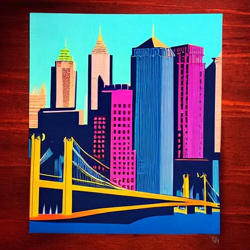 Prompt: “Mid Century Modern poster of the New York City skyline, vivid, colorful”