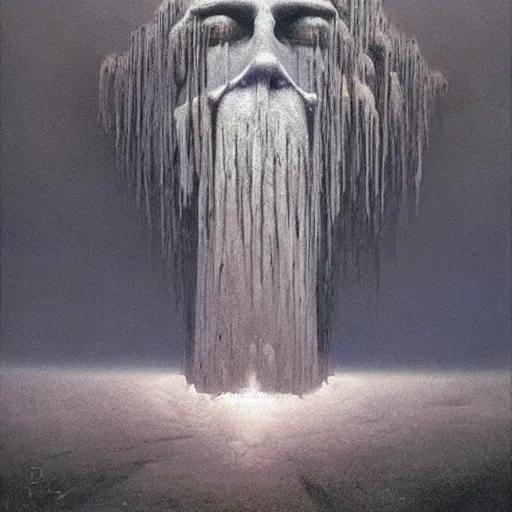 Image similar to ice lord, beksinski