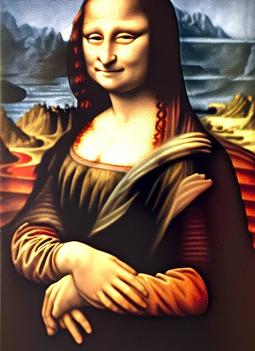 Prompt: lifelike oil painting portrait of mona lisa by van gogh