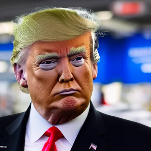 Image similar to donald trump without a suit in walmart, highly detailed, deep focus, elegant, digital painting, smooth, sharp focus, illustration, ultra realistic, 8 k