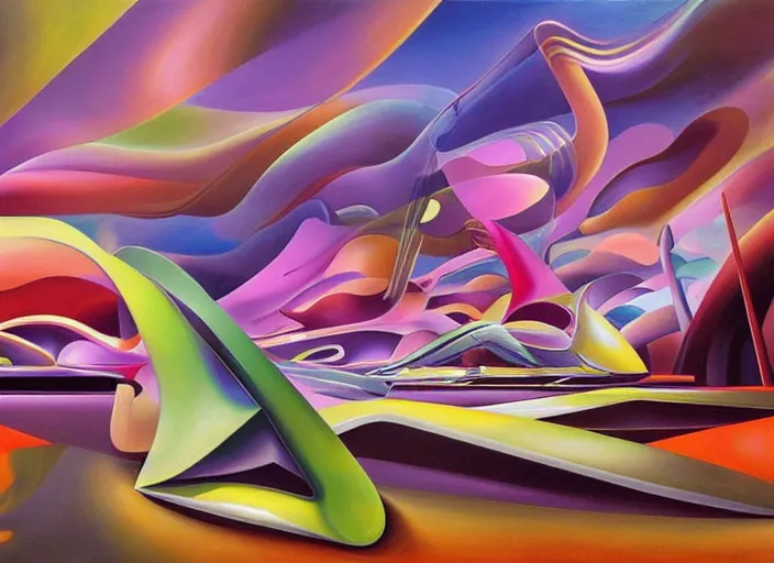 Image similar to an extremely high quality hd surrealism painting of a 3d galactic neon complimentary-colored cartoon surrealism melting optically illusiony high-contrast zaha hadid futuristic orchestra by kandsky and salvia dali the second, salvador dali's much much much much less talented painter cousin, clear shapes, 8k, realistic shading, ultra realistic, super realistic