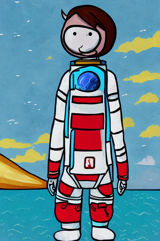 Prompt: Astronaut, Beach, art by CottonGame