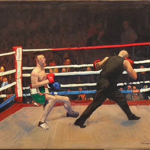 Image similar to a boxing match, by george bellows