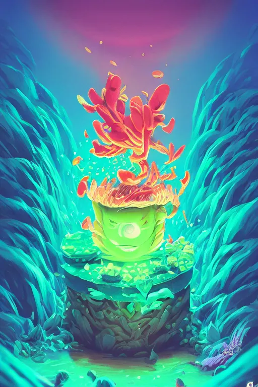 Image similar to roots cactus sushi cristal smurf ghost creature animal sushi cristal very big eye roots cactus elemental flush of force nature micro world fluo fishscale, behance hd by jesper ejsing, by rhads, makoto shinkai and lois van baarle, ilya kuvshinov, rossdraws radiating a glowing aura global illumination ray tracing hdr