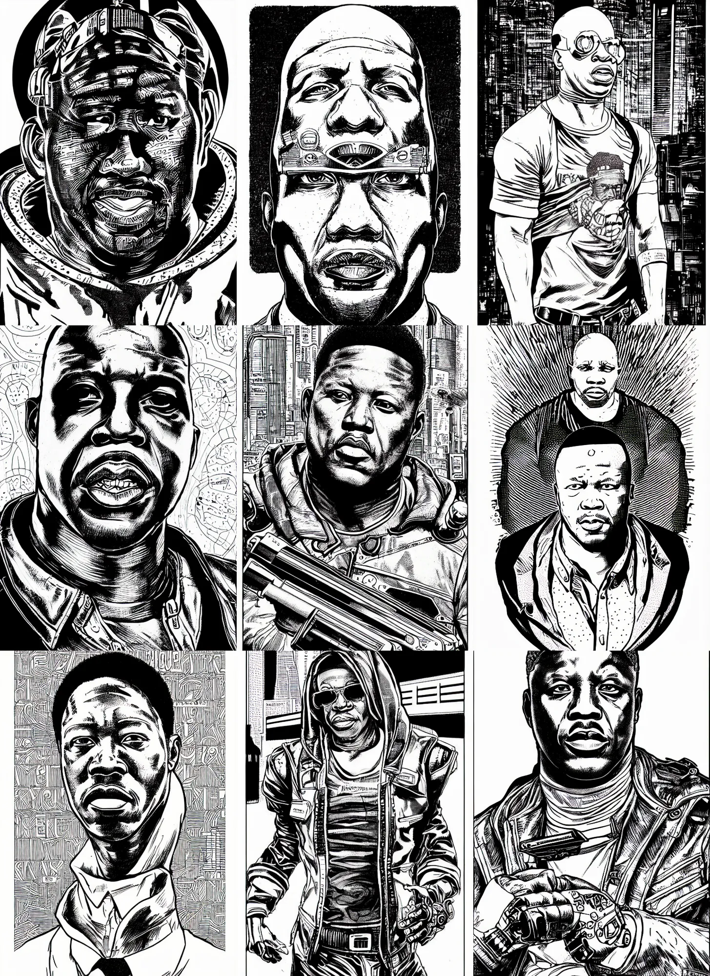 Prompt: julius malema, portrait, cyberpunk 2 0 2 0 manual, by steampoweredmikej, inktober, ink drawing, black and white, coloring pages, manga, highly detailed