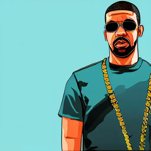 Image similar to drake in the style of gta v artwork, digital art