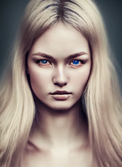 Image similar to a gorgeous norwegian female photo, professionally retouched, soft lighting, realistic, smooth face, full body shot, torso, dress, perfect eyes, sharp focus on eyes, 8 k, high definition, insanely detailed, intricate, elegant, art by jason chan