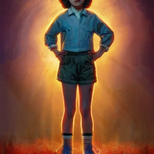 Prompt: character of Eleven from Stranger things by (((Ralph Horsley))), detailed!!!,fantasy,lighting!!!