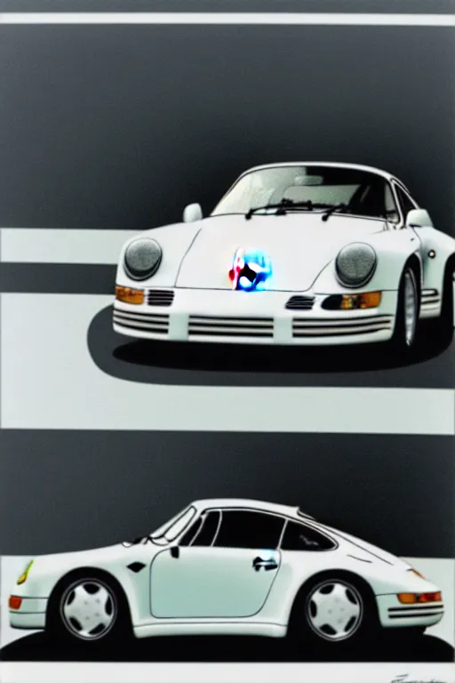 Image similar to porsche 9 5 9 sitting by the side of the road by syd mead