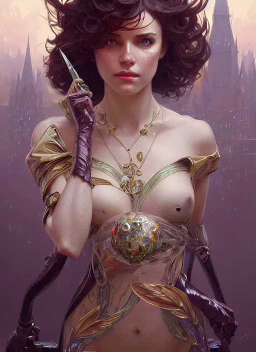 Image similar to attorney in lambda, d & d, wet, shiny, fantasy, intricate, elegant, higly detailed, ultra definition, digital painting, artstation, unreal engine rendered, concept art, smooth, sharp focus, illustration, art by artgerm and greg rutkowski and alphonse mucha and garis edelweiss
