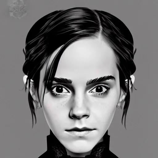 Prompt: Emma Watson as Witch, in the style of Na Honjaman Rebeleop, by Jang-Sung Rak (aka Dubu), epic artwork, vector art, digital art, trending on Artstation