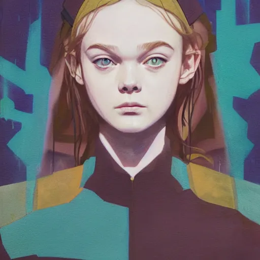 Image similar to Elle Fanning in Halo Reach picture by Sachin Teng, asymmetrical, dark vibes, Realistic Painting , Organic painting, Matte Painting, geometric shapes, hard edges, graffiti, street art:2 by Sachin Teng:4