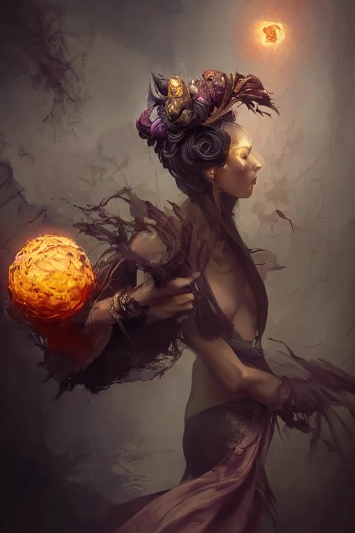 Prompt: beautiful girl necromancer, witch - doctor covered with velvet exploding into organic velvet, angels, 3 d render, hyper realistic detailed portrait, holding magic ball, ruan jia, wlop. scifi, fantasy, hyper detailed, octane render, concept art, peter mohrbacher