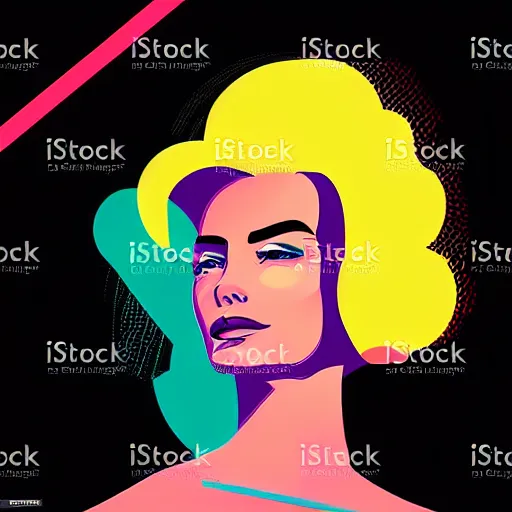 Image similar to a closeup of a woman in retro colors, synthwave style, 2 d digital vector art