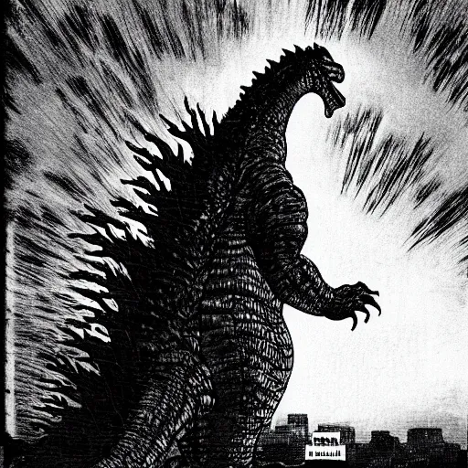 Image similar to godzilla, junji ito,