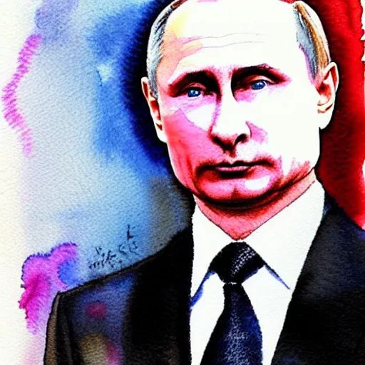 Image similar to vladimir putin, simple watercolour