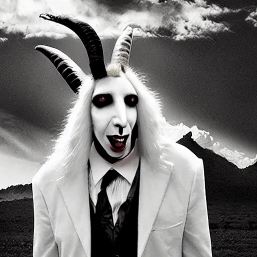 Prompt: marilyn manson as a goat