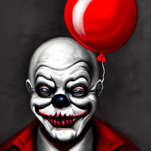 Image similar to surrealism grunge cartoon portrait sketch of death vader with a wide smile and a red balloon by - michael karcz, loony toons style, pennywise style, horror theme, detailed, elegant, intricate