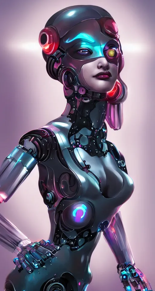 Image similar to beauty cyberpunk woman, robotic, trending on artstation, by Artgerm and Boris Vallejo